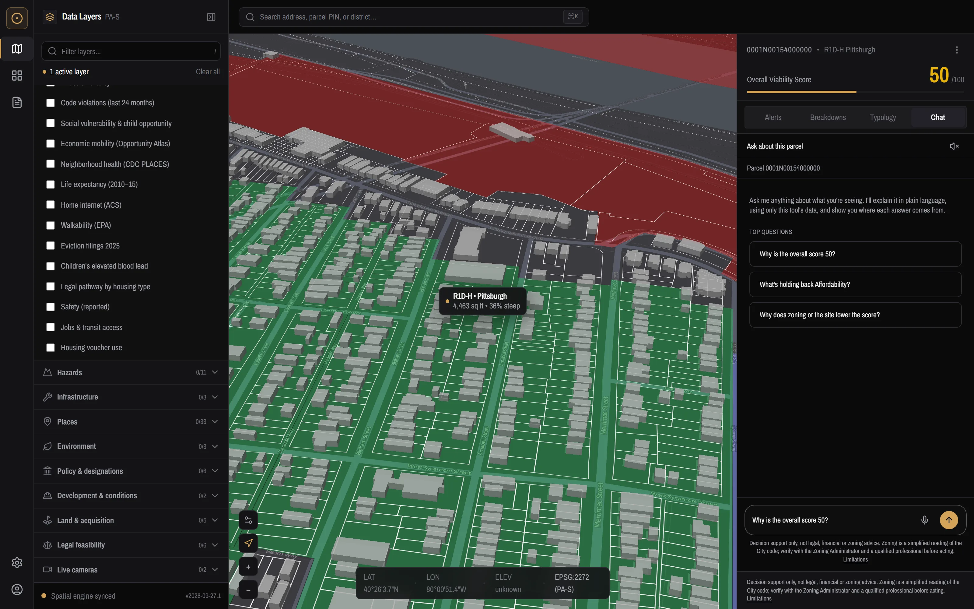 Yinzone parcel assistant answering a viability question with statute citations